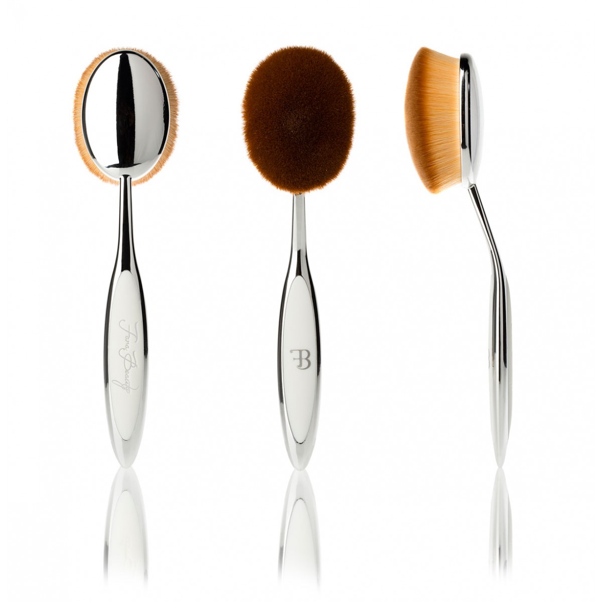 Silver Oval Makeup Brush 1